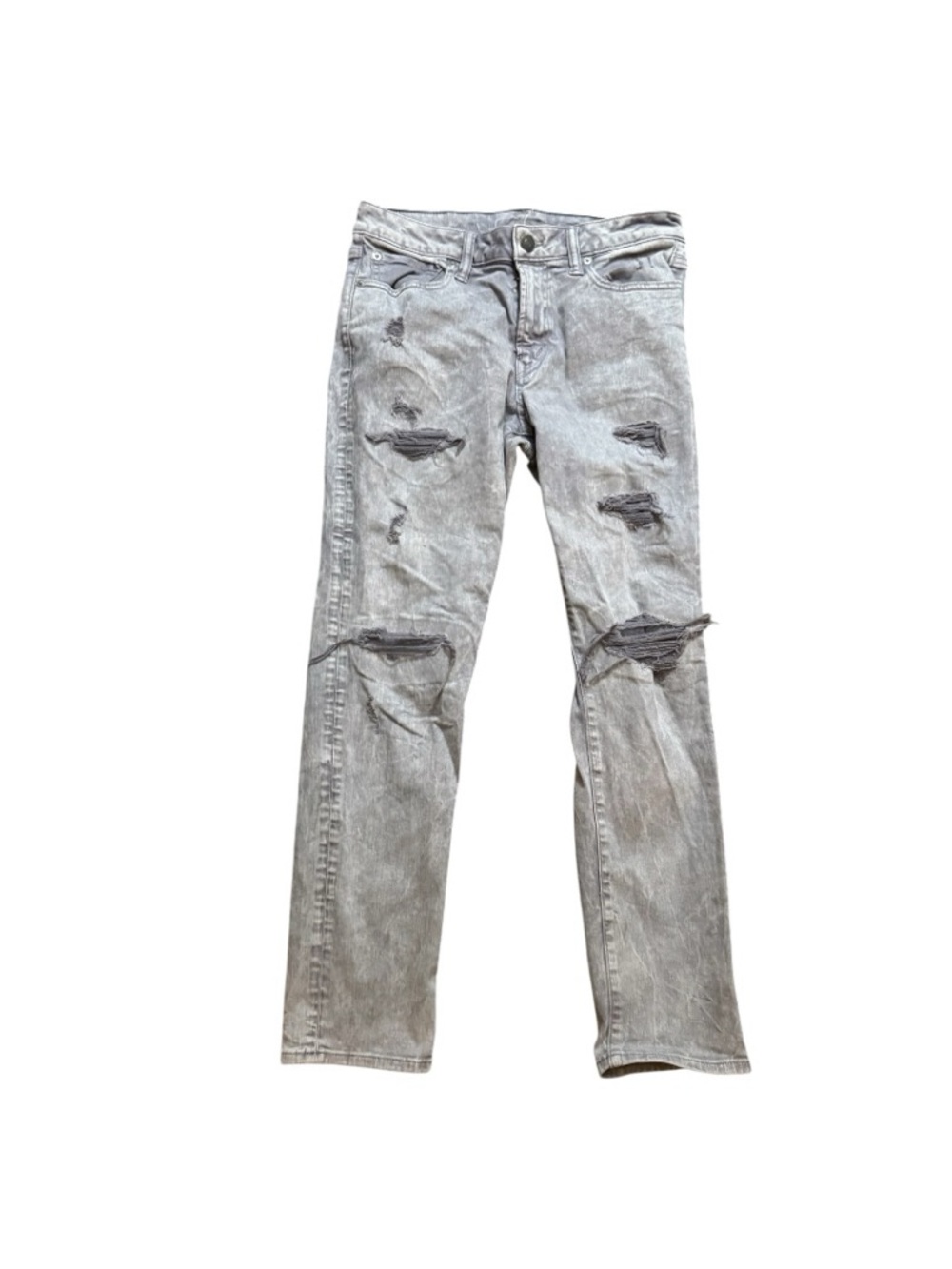American Eagle Outfitters Men's Straight Ripped Jeans - Light Gray Wash